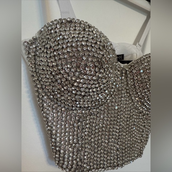 Windsor Silver Sequin Sleeveless Crop Top - Picture 5 of 16